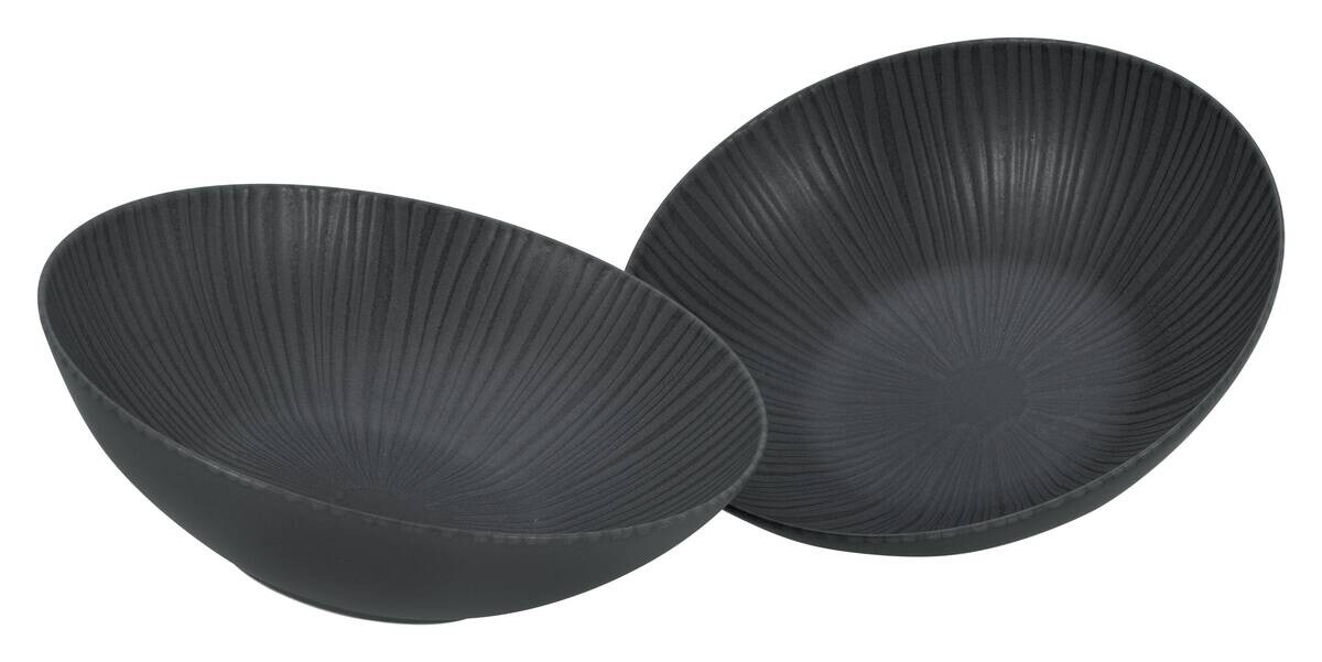 CreaTable Salatschüssel-Set Vesuvio schwarz Steinzeug D: ca. 24 cm