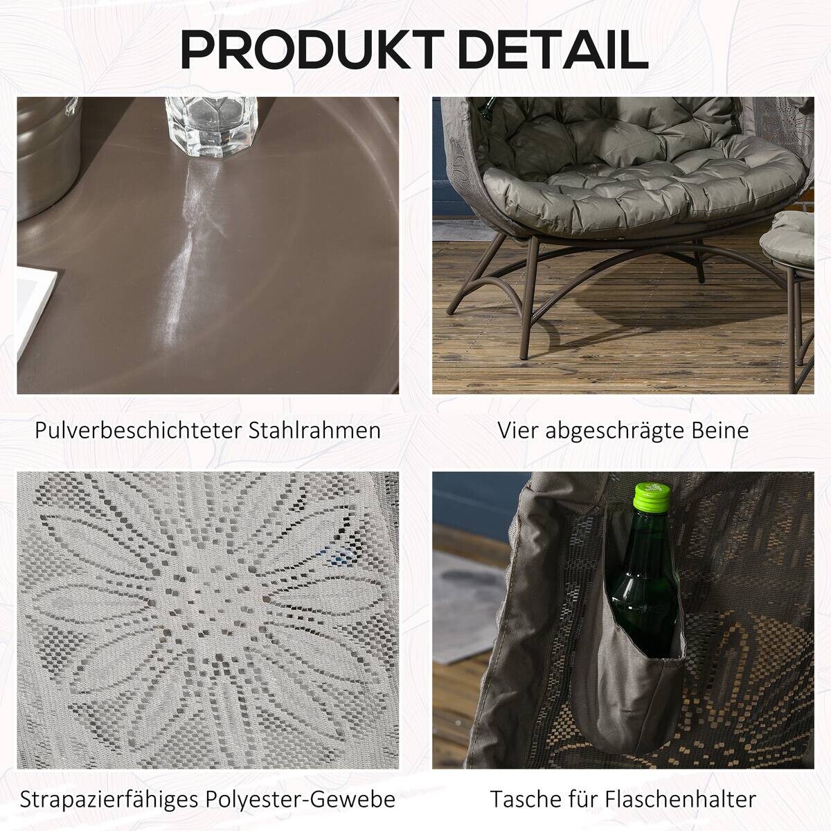 Outsunny Gartenstuhl sand Polypropylen B/H/L: ca. 75x126x142 cm