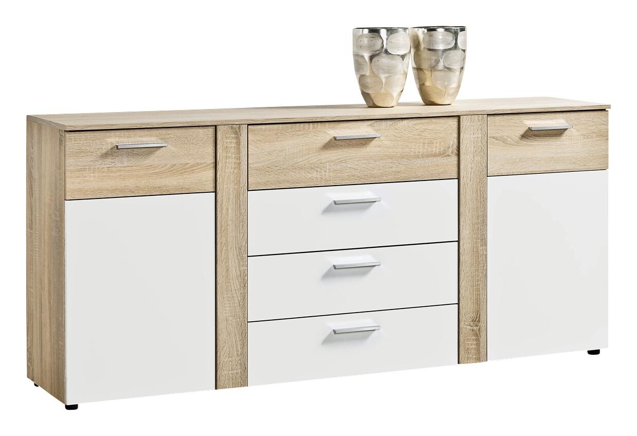 Kommode Trentino Eiche Sonoma Nachbildung weiß B/H/T: ca. 180x81x40 cm