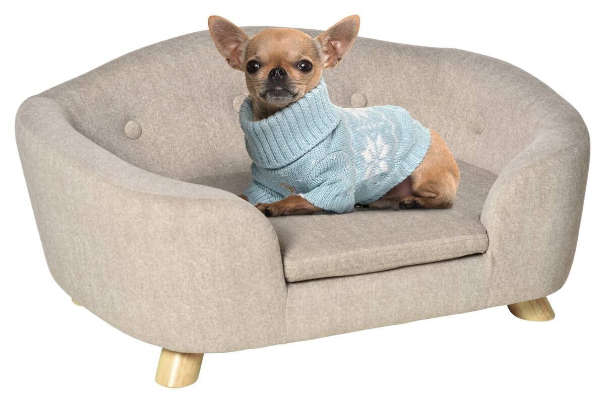 PawHut Hundebett weiß Kiefer B/H/L: ca. 47x30x70 cm