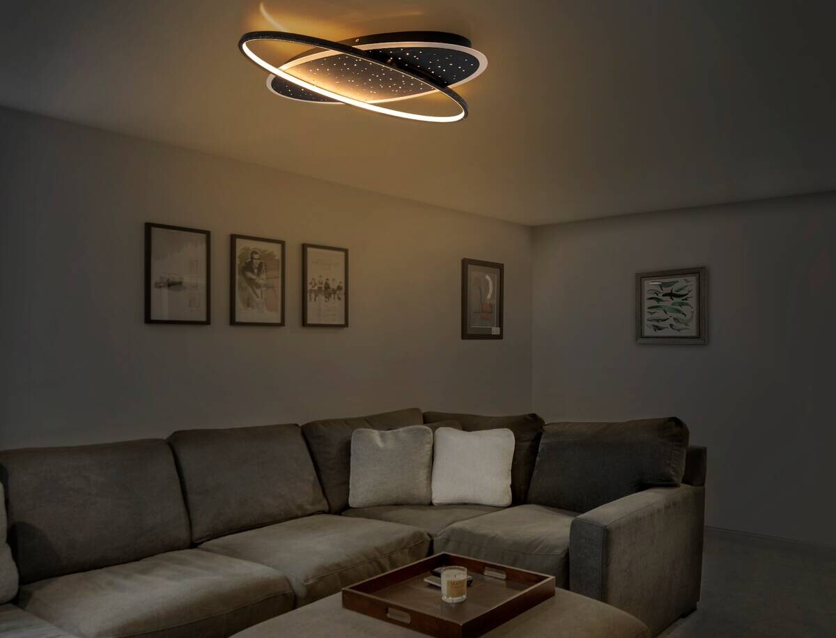 Näve Leuchten LED-Deckenleuchte schwarz Kunststoff Metall B/H/T: ca. 60x6,5x47 cm