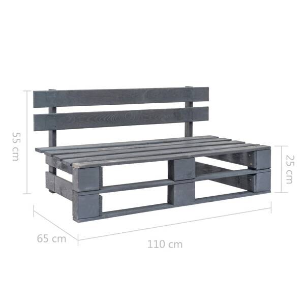 vidaXL Palettenbank grau Holz B/H/L: ca. 65x55x110 cm