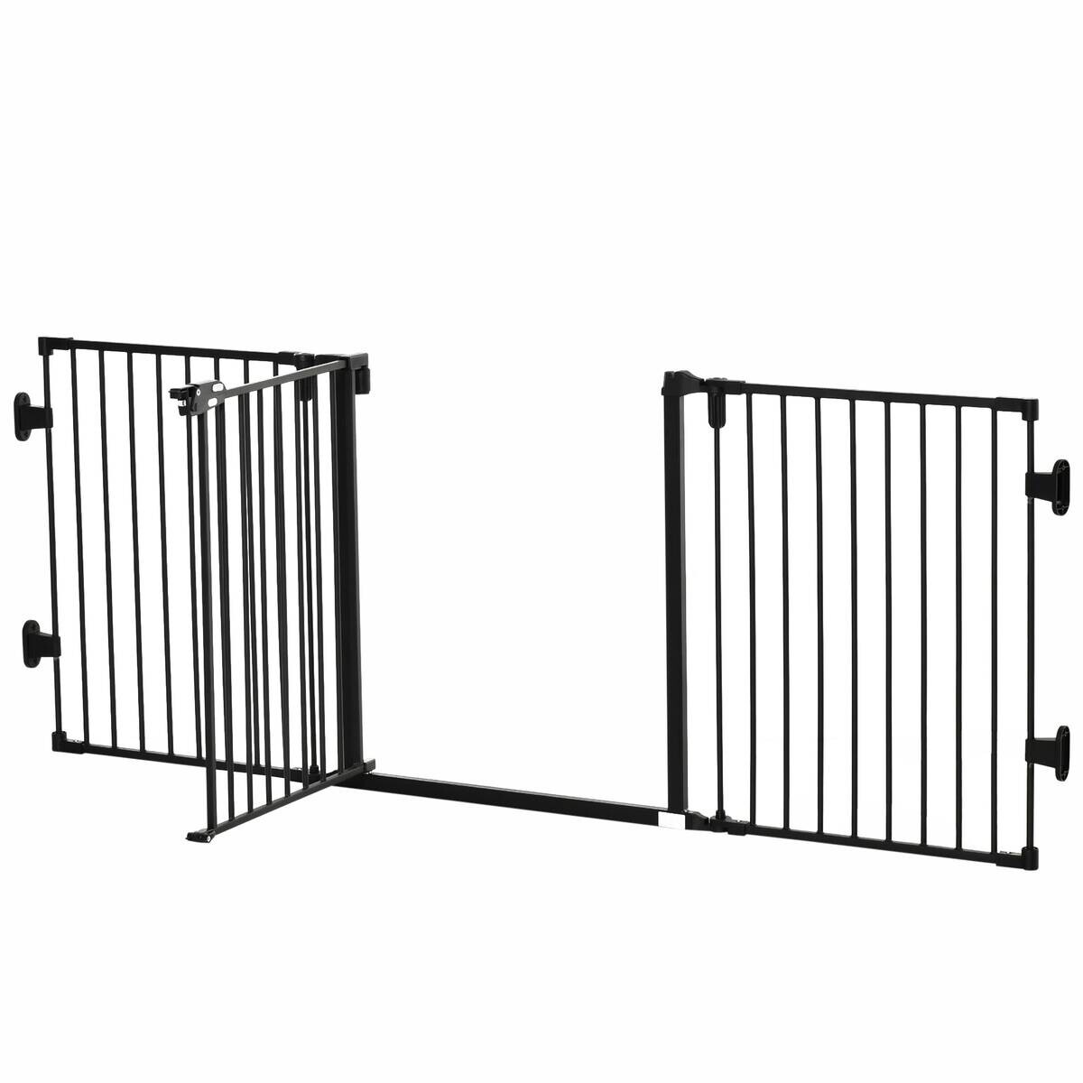 PawHut Hunde-Schutzgitter schwarz Kunststoff B/H/L: ca. 2x202,5x76 cm