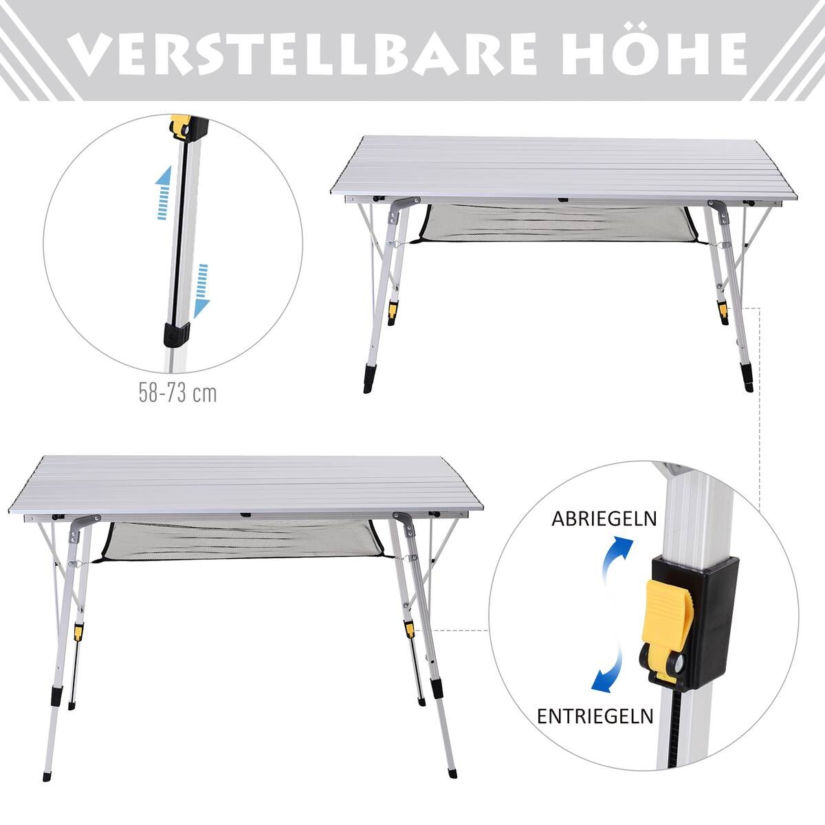Outsunny Picknicktisch silber Aluminium B/H/L: ca. 70x73x120 cm