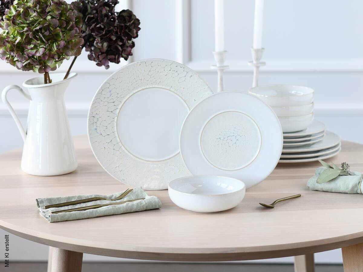 CreaTable Tafelservice Unico Toscania offwhite Steinzeug 12 tlg.