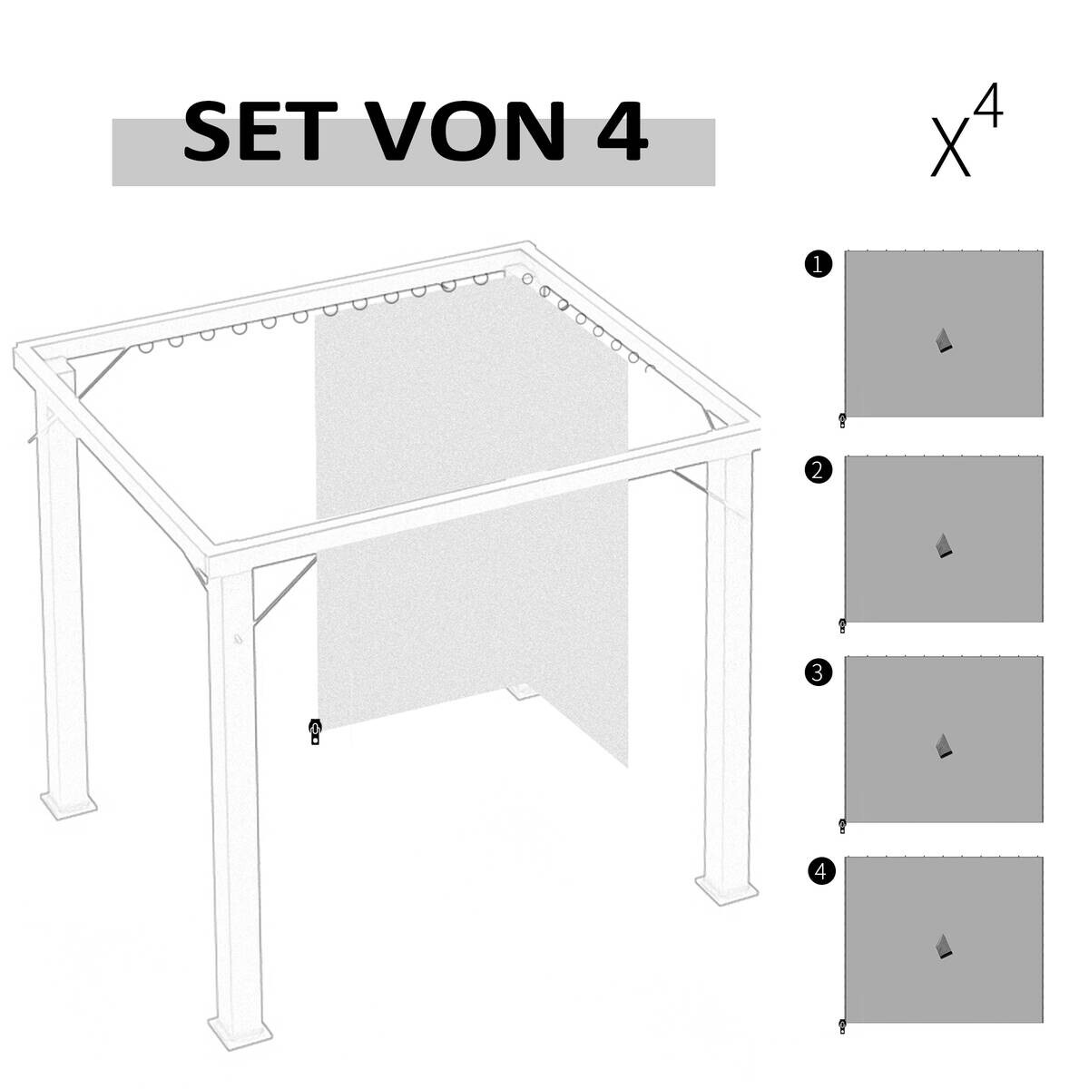 Outsunny Pavillon-Zubehör hellgrau Edelstahl H/L: ca. 302x205 cm