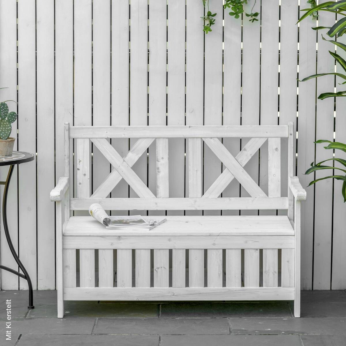 Outsunny Gartenbank weiß Holz B/H/L: ca. 61x85x115 cm