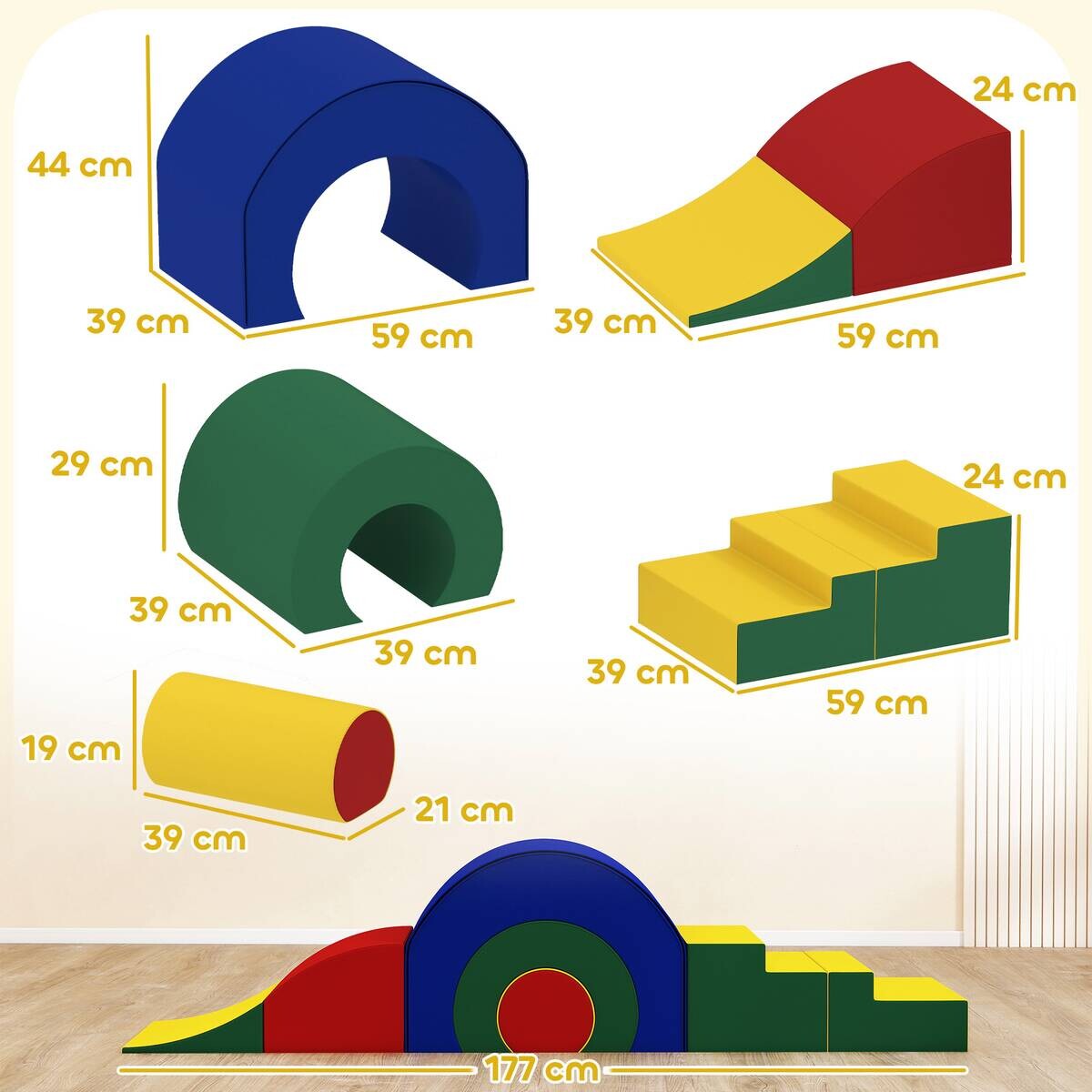 AIYAPLAY Schaumstoffbausteine B/H/L: ca. 39x44x181 cm