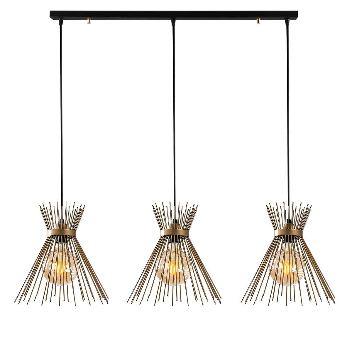 Opviq Pendelleuchte Kirpi schwarz B/H/T/L: ca. 104x129x34x104 cm E27 3 Brennstellen