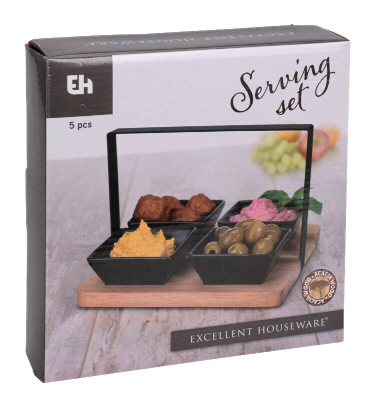 Servierset schwarz Steingut B/L: ca. 20x20 cm