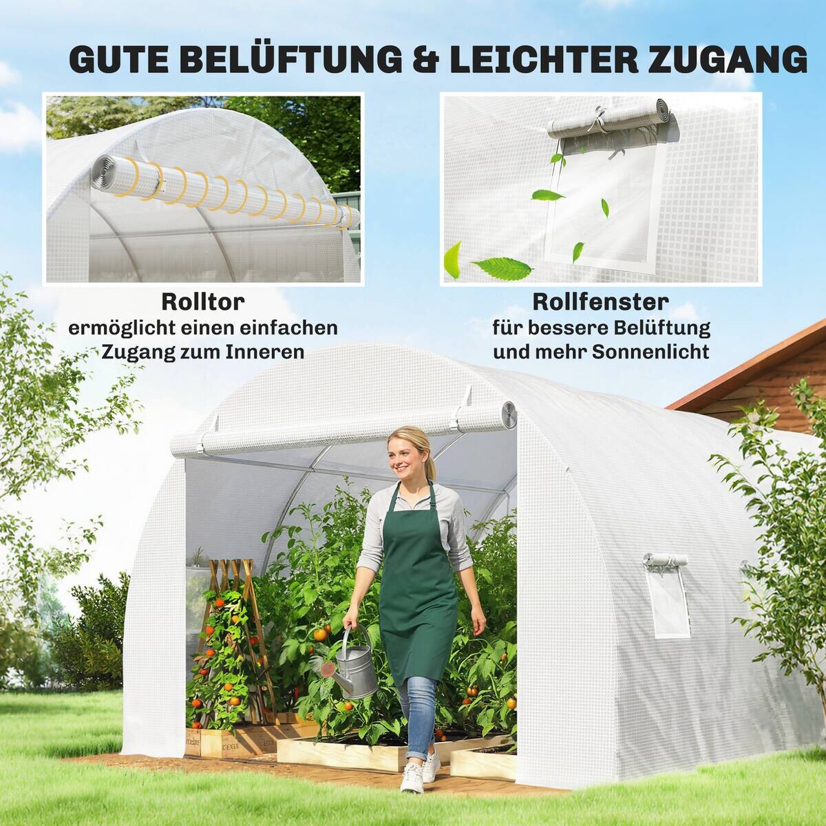 Outsunny Gewächshausfolie B/H/T/L: ca. 300x200x300x300 cm weiß