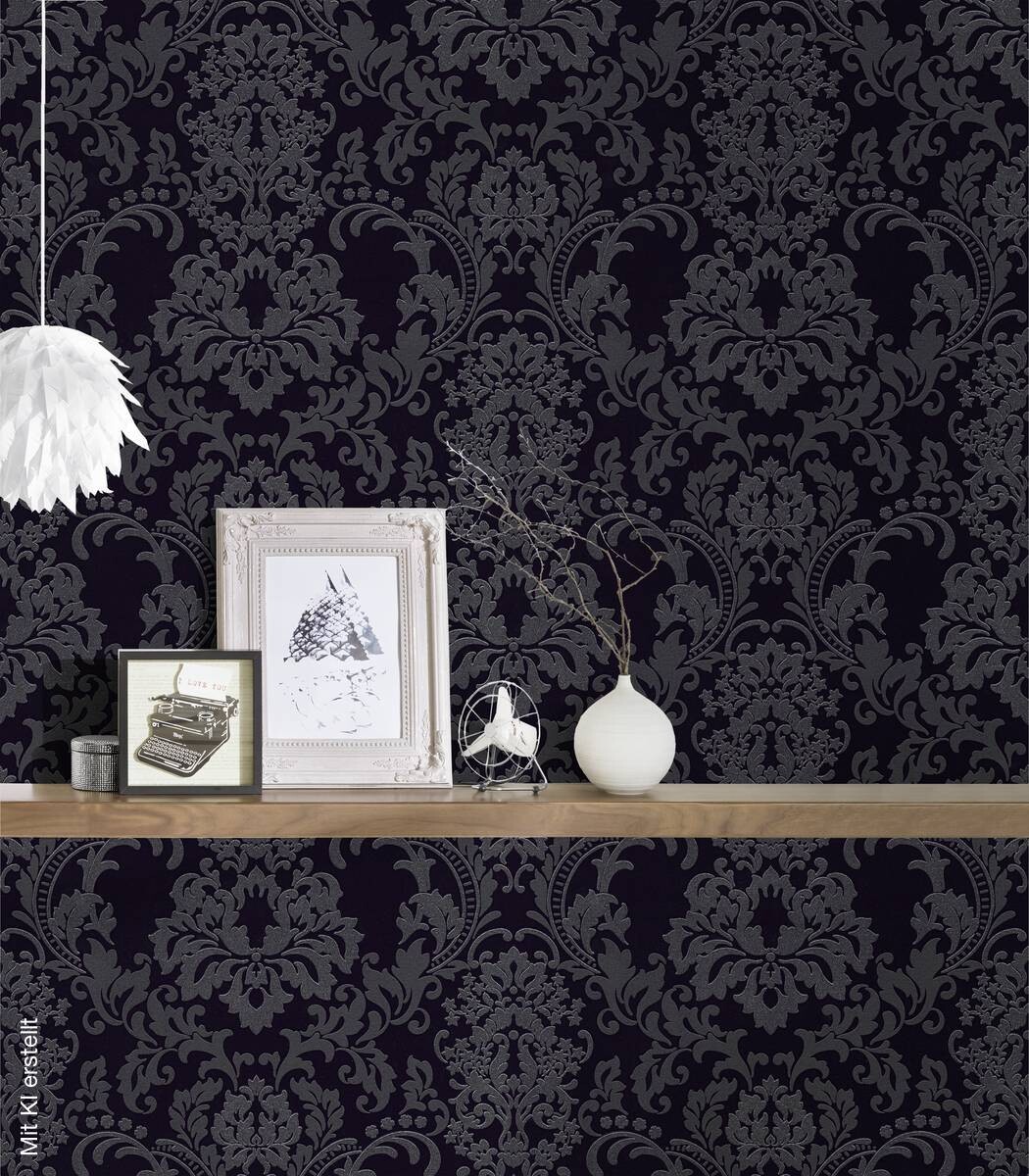 Vliestapete Ornament schwarz B/L: ca. 53x1005 cm