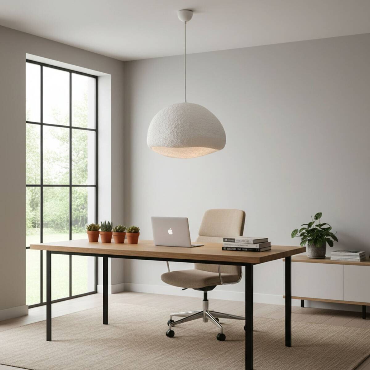 Opviq Pendelleuchte weiß Metall Fiberglas B/T/L: ca. 50x44x50 cm E27 1 Brennstellen