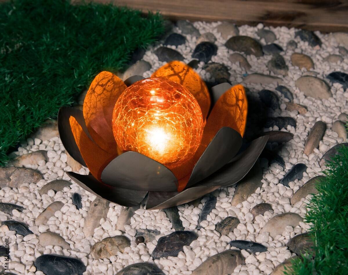 Solarleuchte orange grau B/H: ca. 25x9 cm