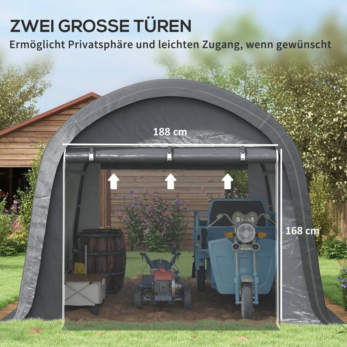 Outsunny Gartenhaus grau B/H/L: ca. 300x300x235 cm