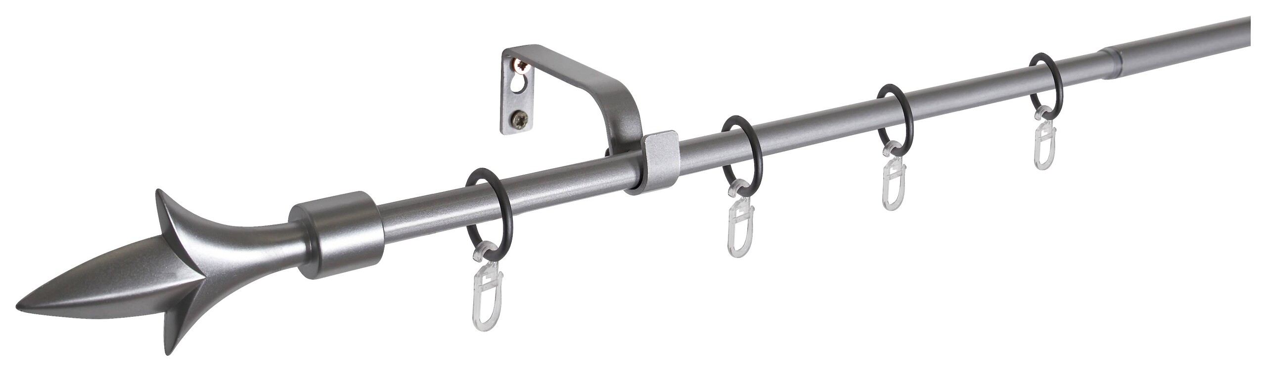 Gardinenstange silber Aluminium ausziehbar von ca. 130 bis 240 cm 1.0 Läufe