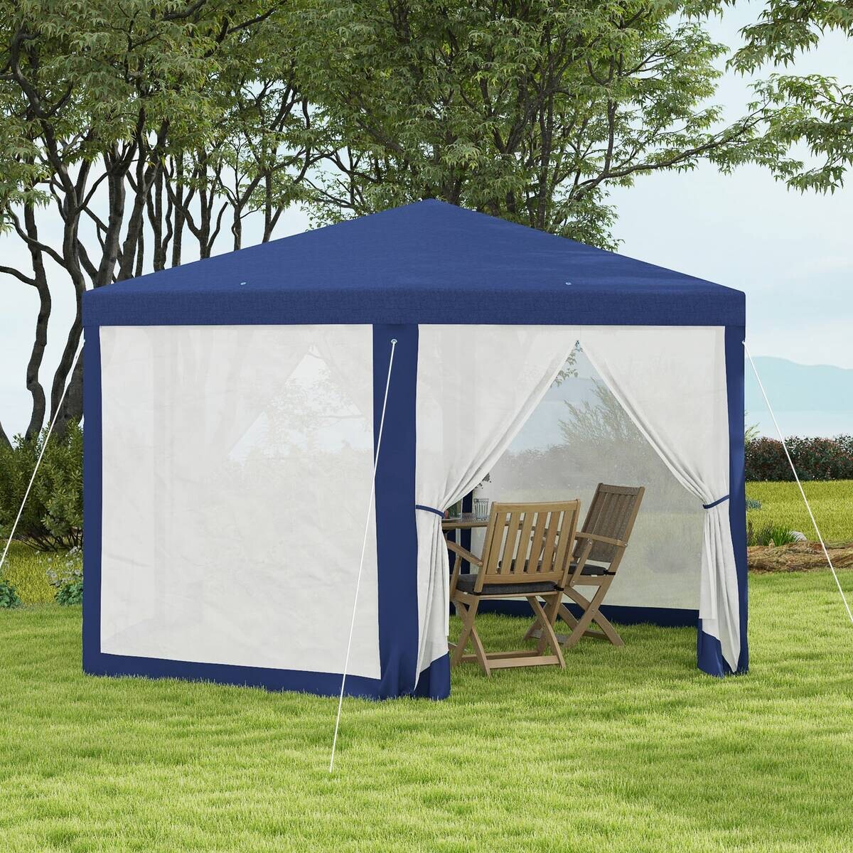 Outsunny Pavillon blau Polyester B/H/L: ca. 341,2x250x394 cm