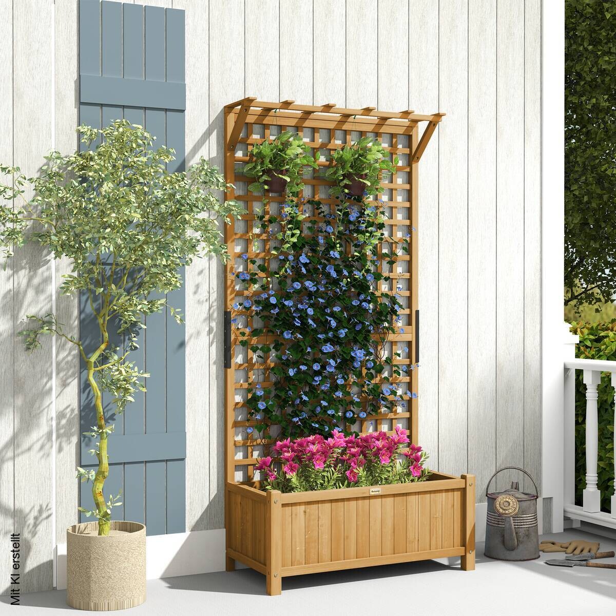 Outsunny Hochbeet gelb Holz B/H/L: ca. 45x183x90 cm