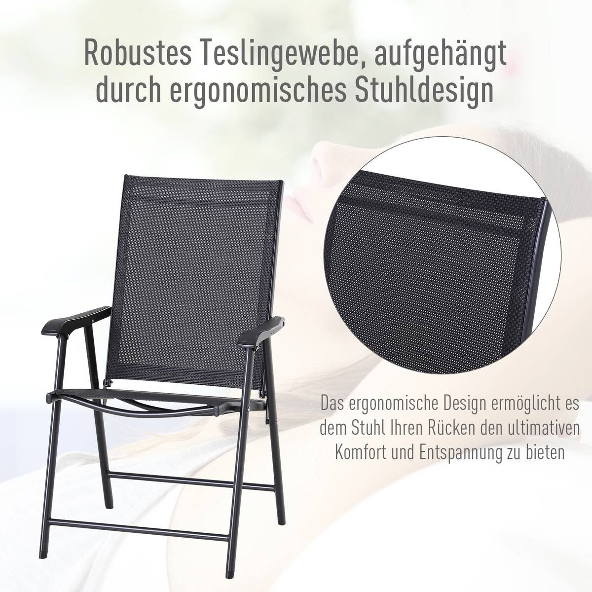 Outsunny Klappsessel grau Metall B/H/T: ca. 58x94x64 cm