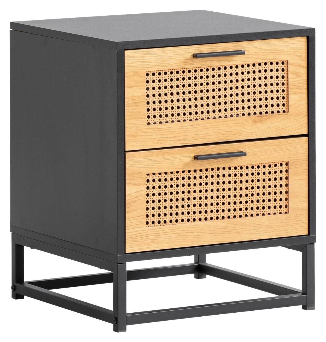 Nachtkonsole schwarz Eiche Optik B/H/T: ca. 45x55x45 cm