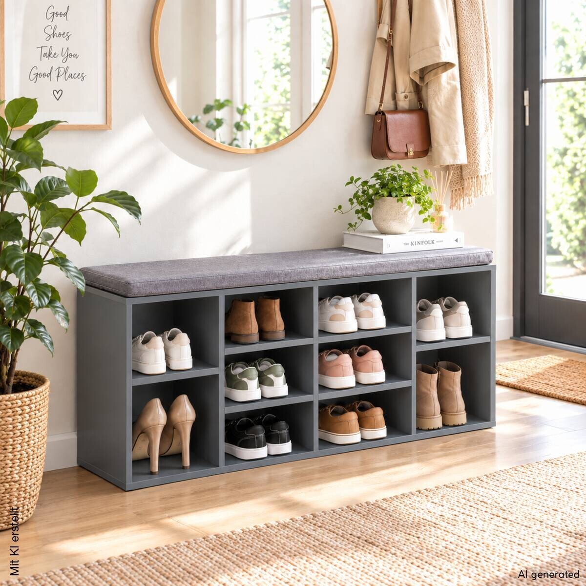 Kesper Schuhregal grau Spanplatte B/H/T: ca. 103,5x48x29,5 cm | grau | 103,50/48,00/29,50 cm