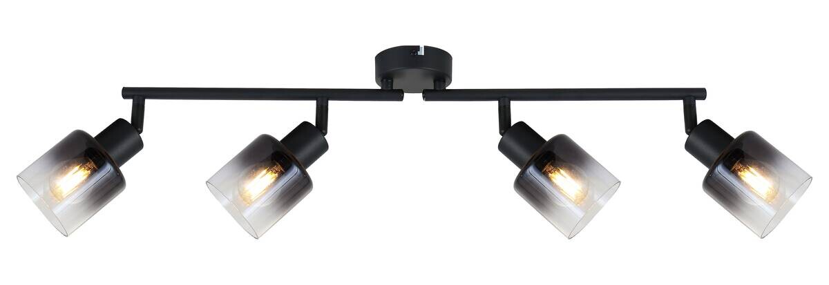 POCOline Spotbalken schwarz Rauch Metall Glas B/H/L: ca. 8x21x85 cm E14 4 Brennstellen