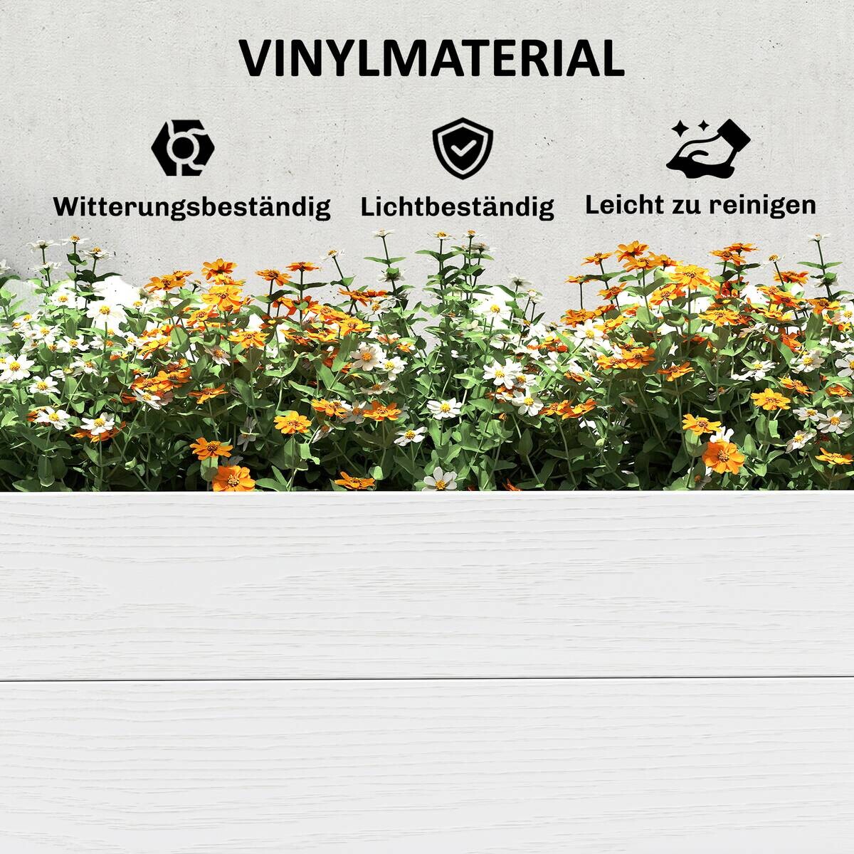 Outsunny Hochbeet weiß Kunststoff B/H/T/L: ca. 54x33x54x197 cm
