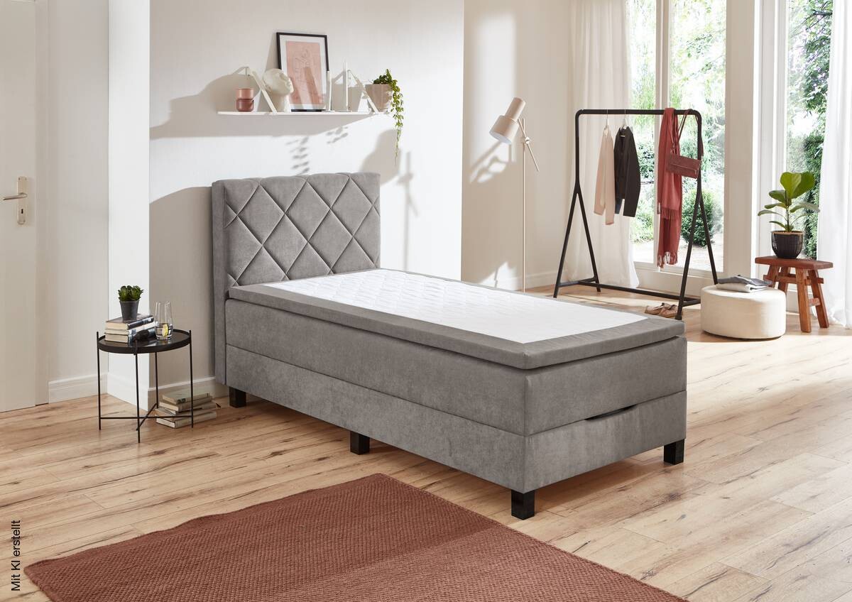 Boxspringbett Jeff silber Liegefläche B/L: ca. 120x200 cm