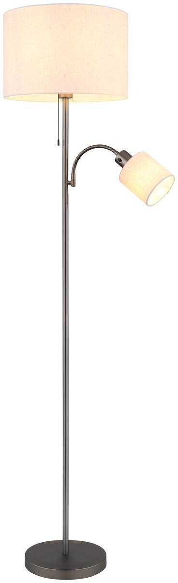 GLOBO Stehleuchte schwarz creme Metall Leinen H/D: ca. 165x38 cm E27 2 Brennstellen