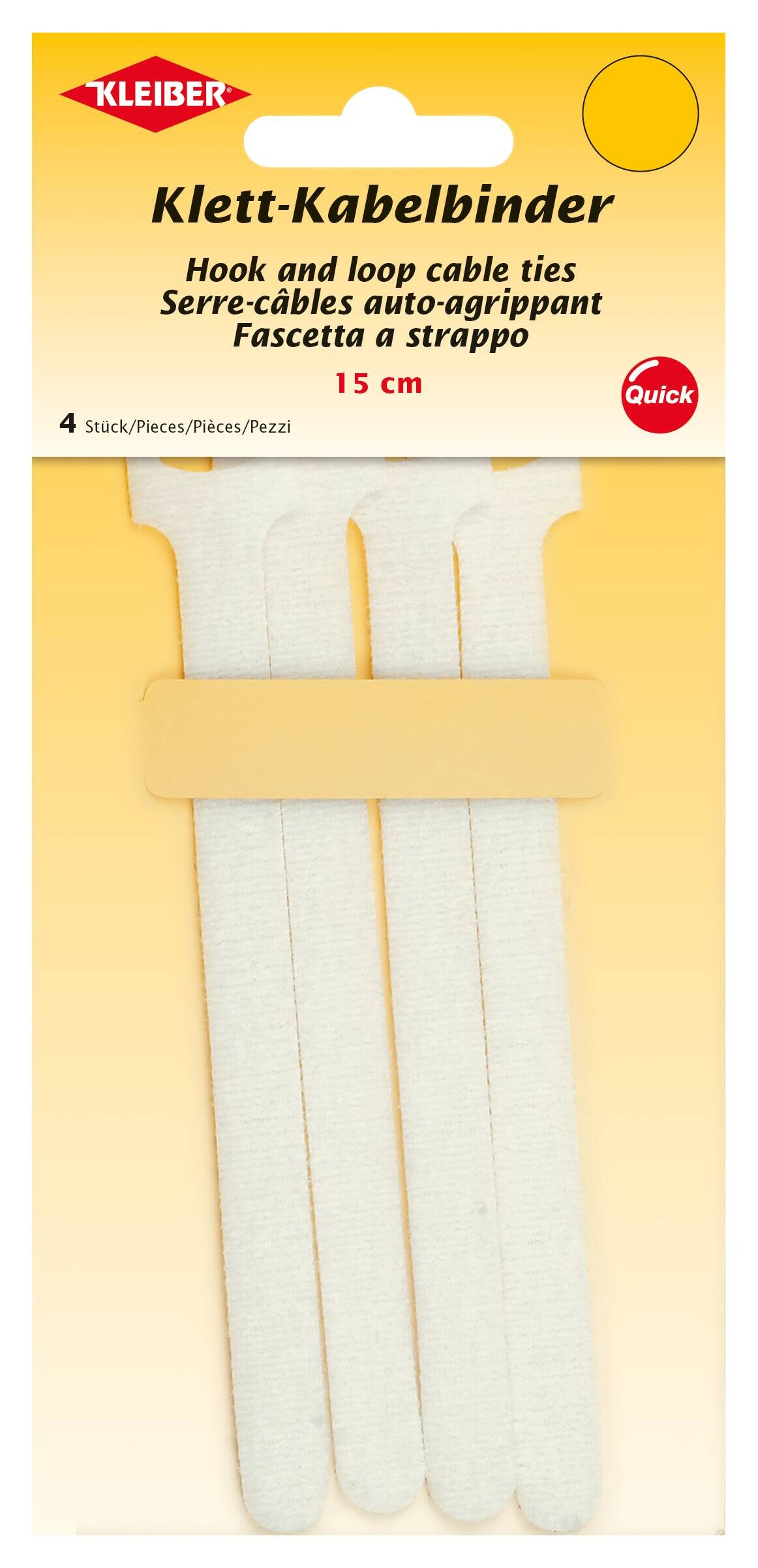 Kleiber Klett-Klebeband weiß 100% Polyamide L: ca. 15 cm 4er Pack