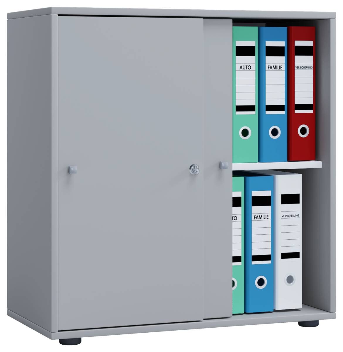 Büroschrank Lona L mit Schiebetüren grau weiß B/H/T: ca. 70x74x37 cm