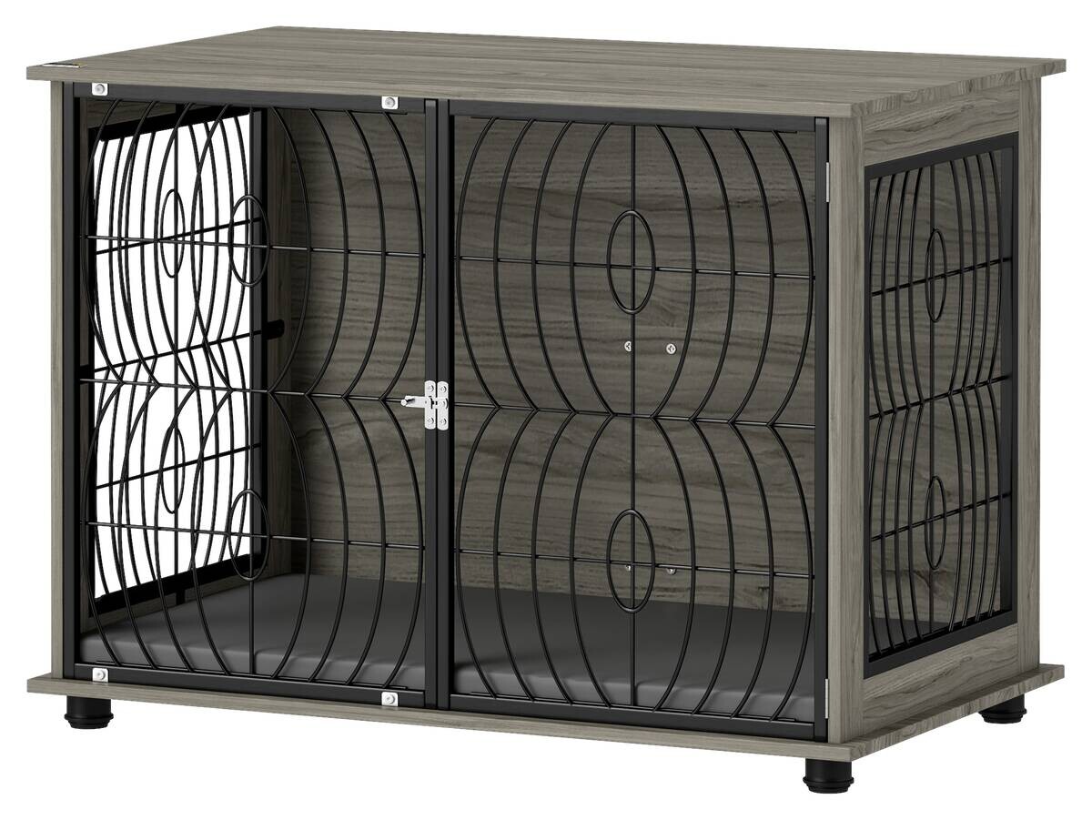 PawHut Hundekäfig grau Spanplatte B/H/L: ca. 60x73,5x100 cm