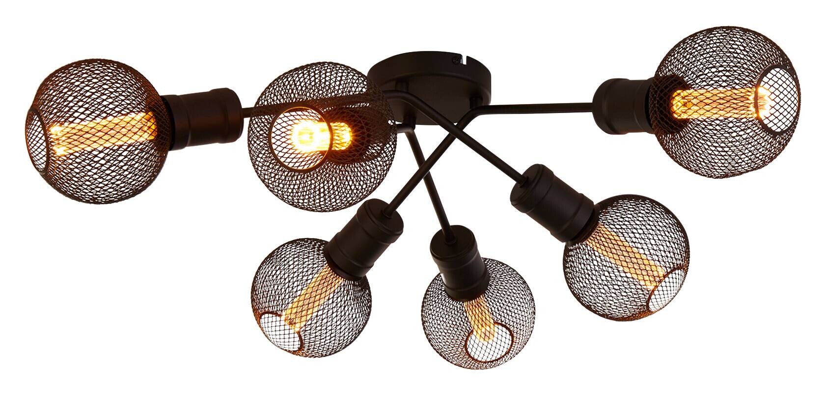 Searchlight Strahler Dance schwarz Stahl B/H/L: ca. 52x15x52 cm E27 6 Brennstellen