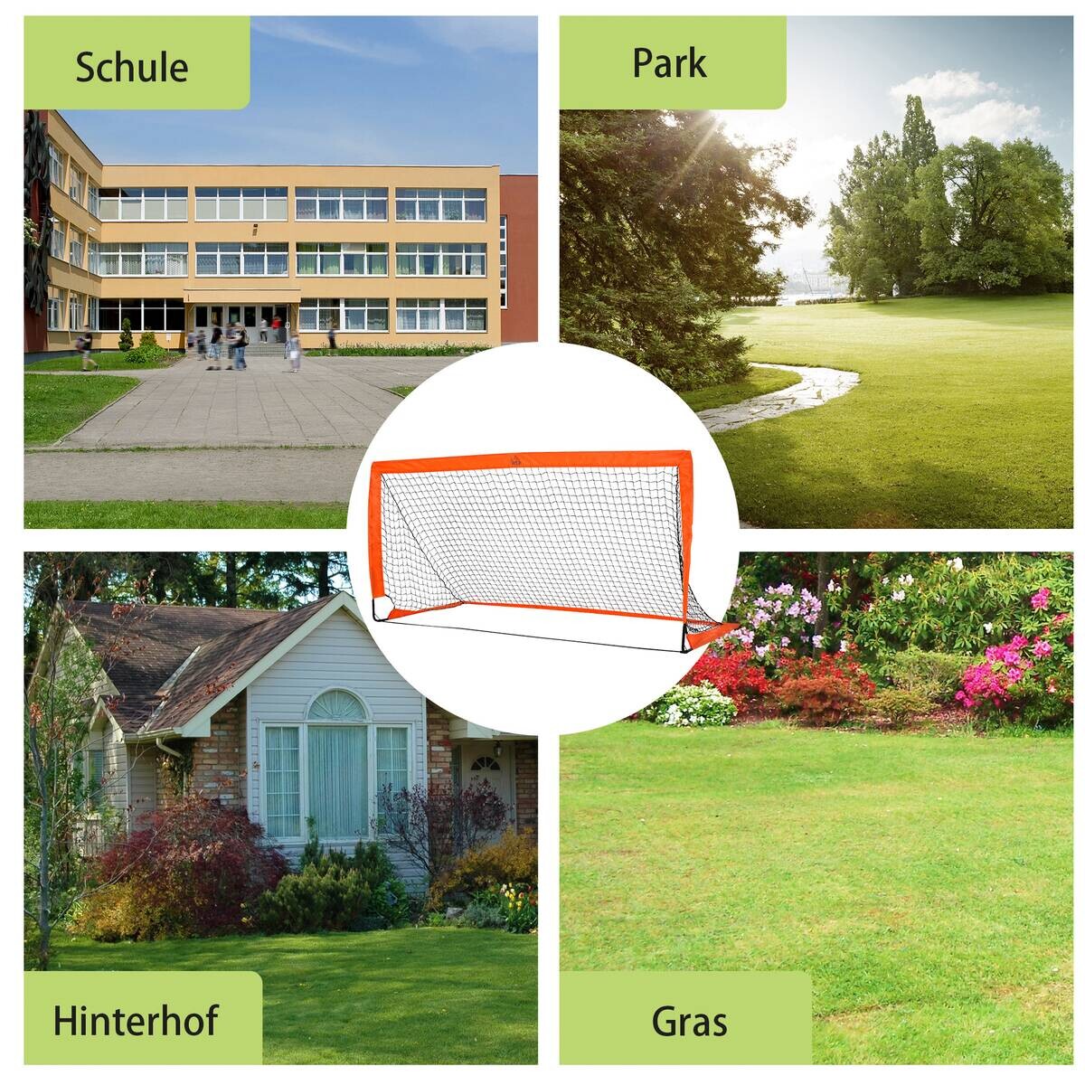 HOMCOM Fußballtor orange Metall B/H/L: ca. 90x90x183 cm