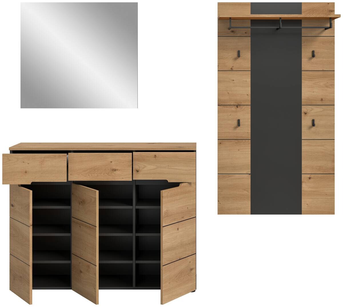 Garderobe Canu basaltgrau Nachbildung Artisan Nachbildung B/H/T: ca. 215x190x37 cm