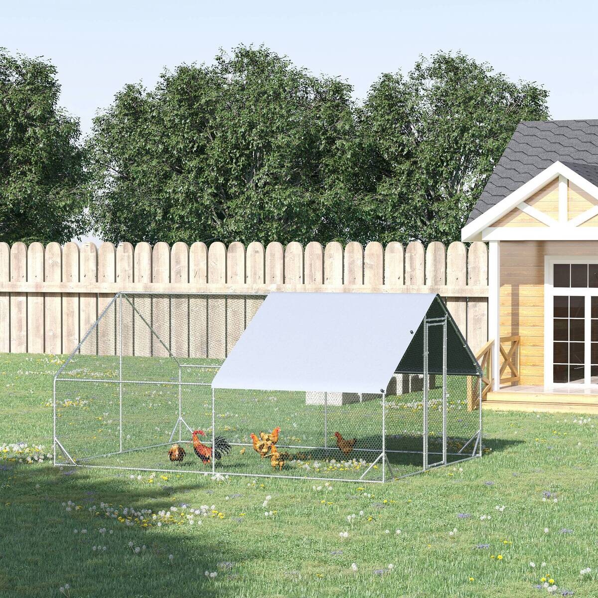 PawHut Stall grau Edelstahl B/H/L: ca. 400x300x200 cm