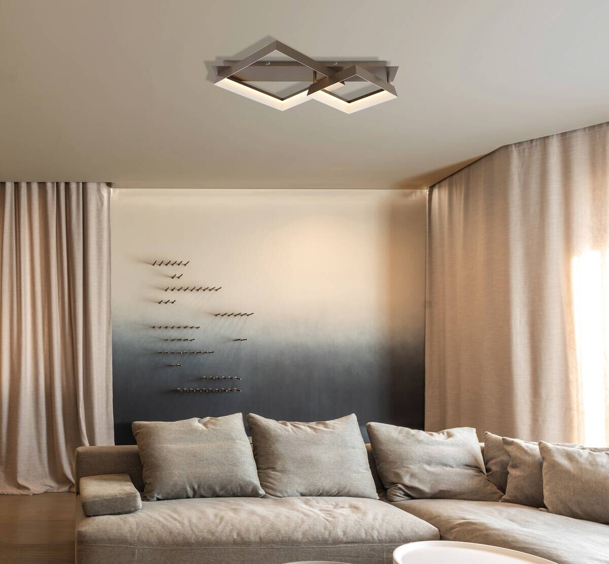 GLOBO Deckenleuchte kaffee Metall Kunststoff B/H/L: ca. 49,5x12x68,5 cm 1 Brennstellen