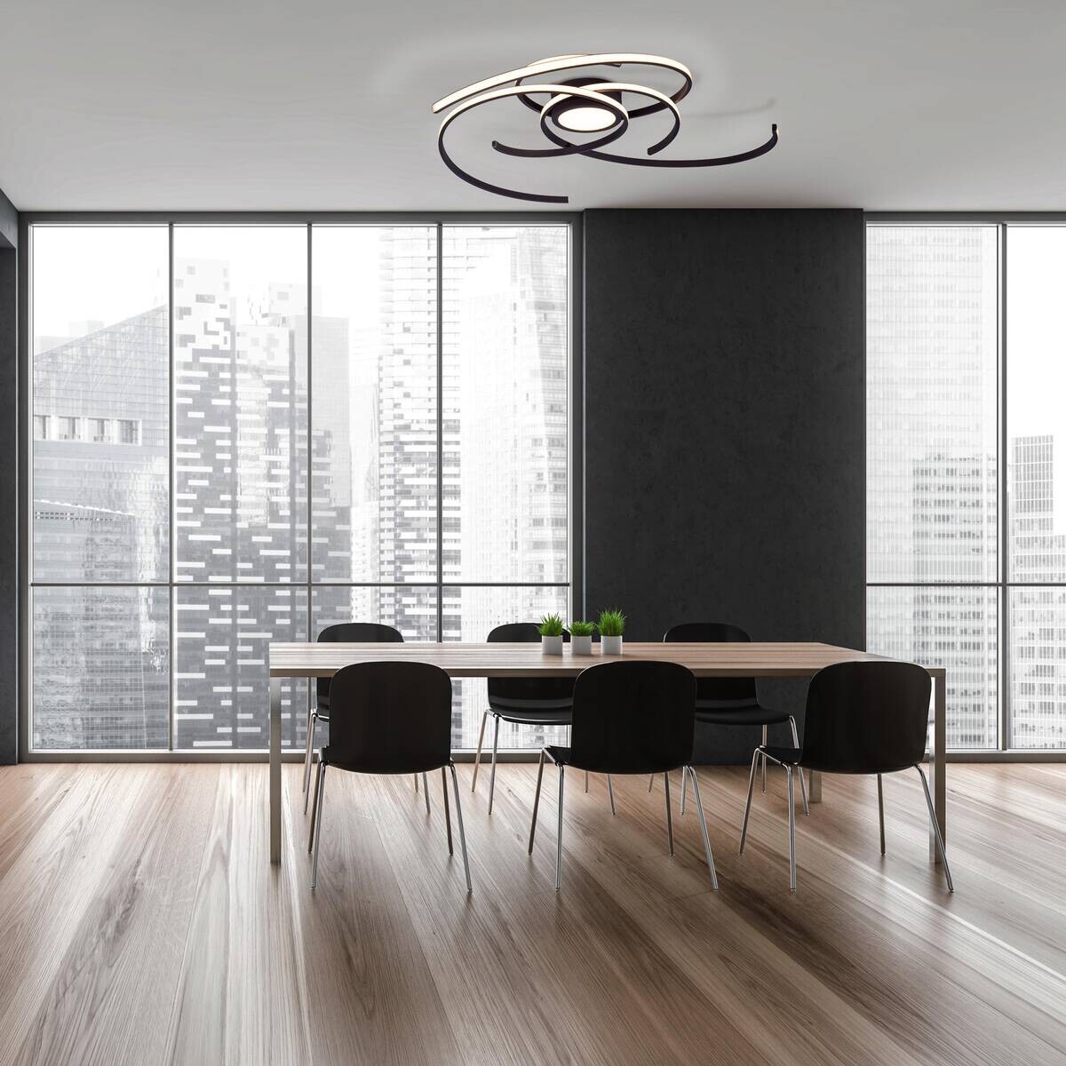 Näve Leuchten Deckenleuchte 1395722 schwarz Kunststoff Metall B/H/T: ca. 75x7x75 cm null 4 Brennstellen