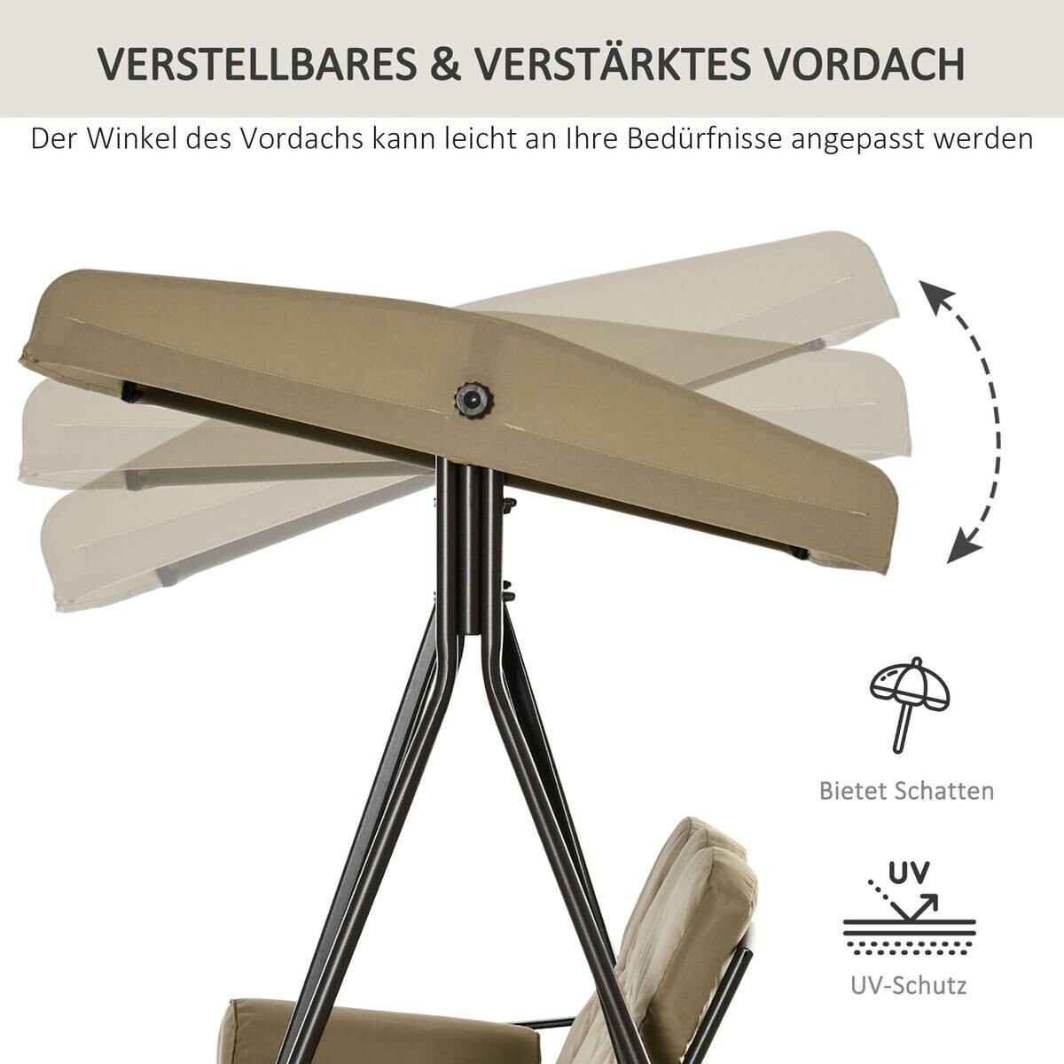 Outsunny Hollywoodschaukel khaki Polyester B/H/L: ca. 206x183x116 cm