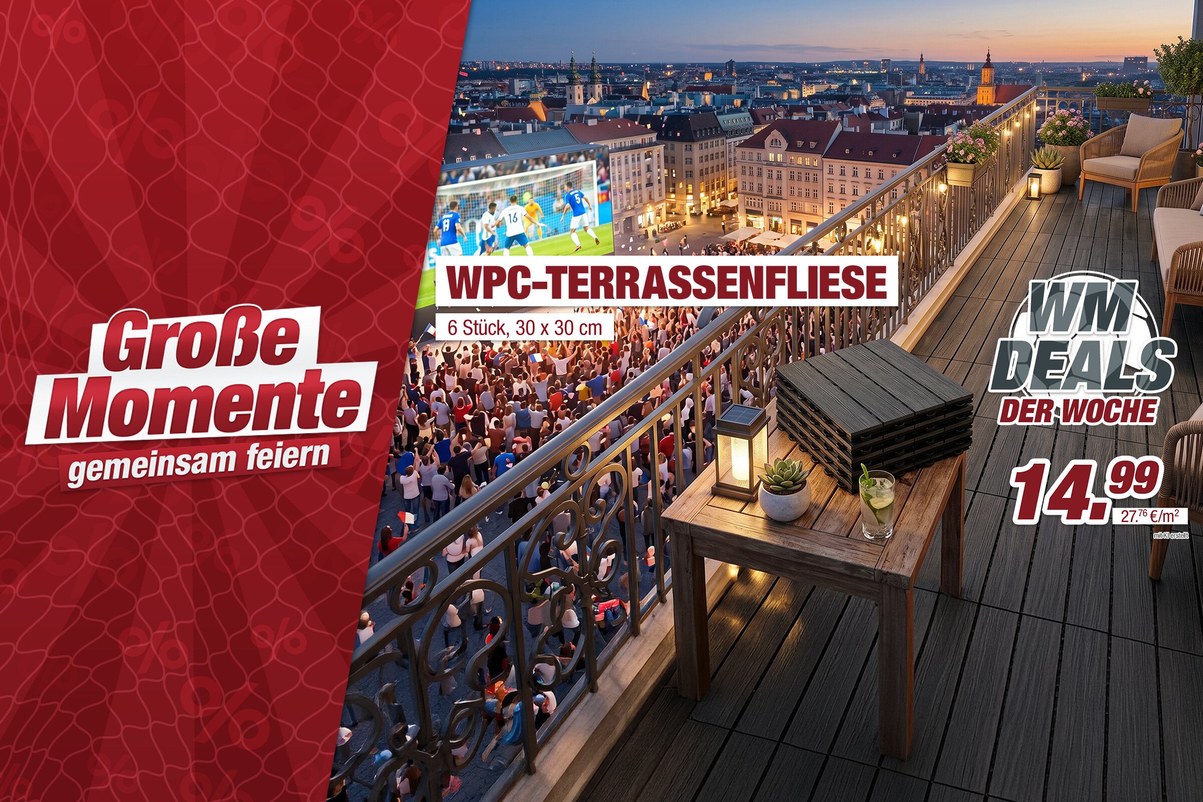Unsere Werbe Highlights - WPC-Terrassenfliese 30x30 grau