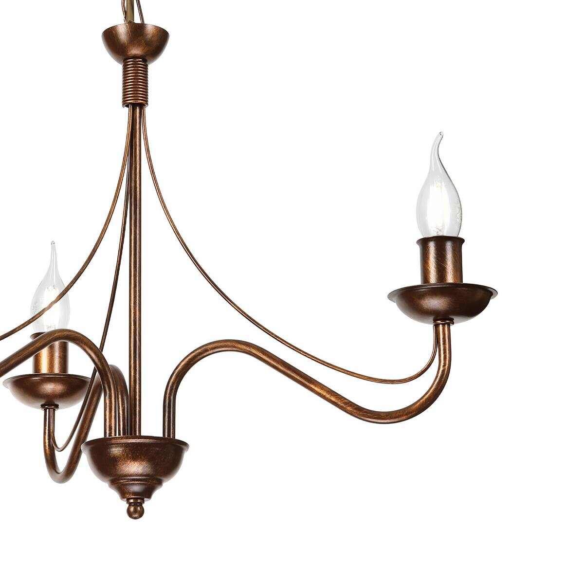 Lamkur Pendelleuchte braun Stahl B/H/L: ca. 53x71x53 cm E14 3 Brennstellen