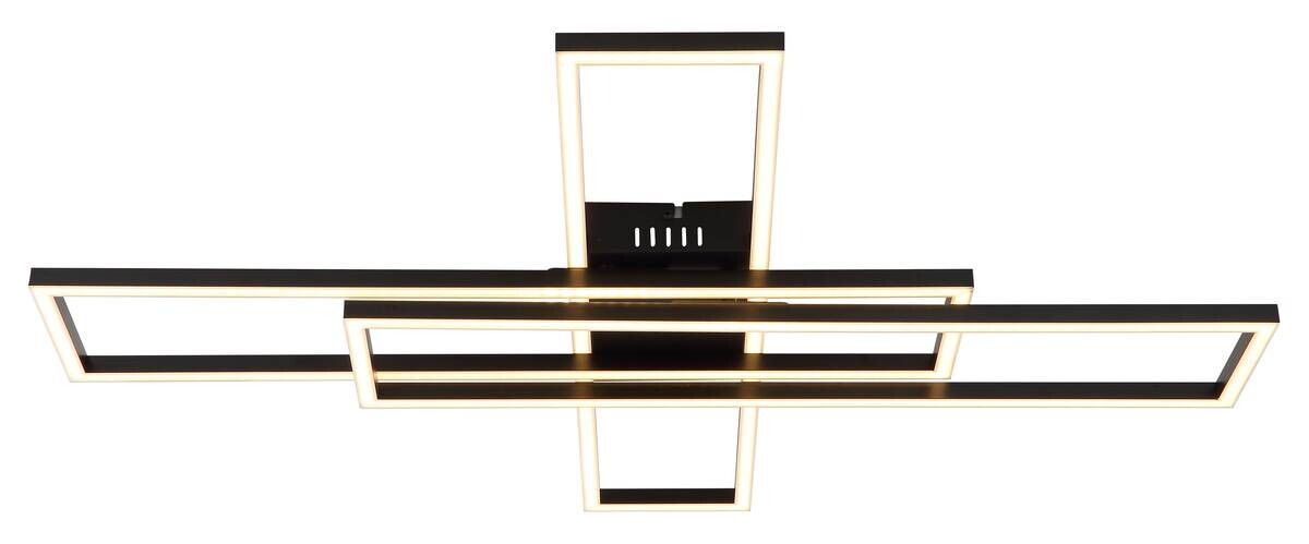 GLOBO TED-Deckenleuchte Opal mattschwarz Kunststoff B/H/L: ca. 60x7,4x80 cm 1 Brennstellen