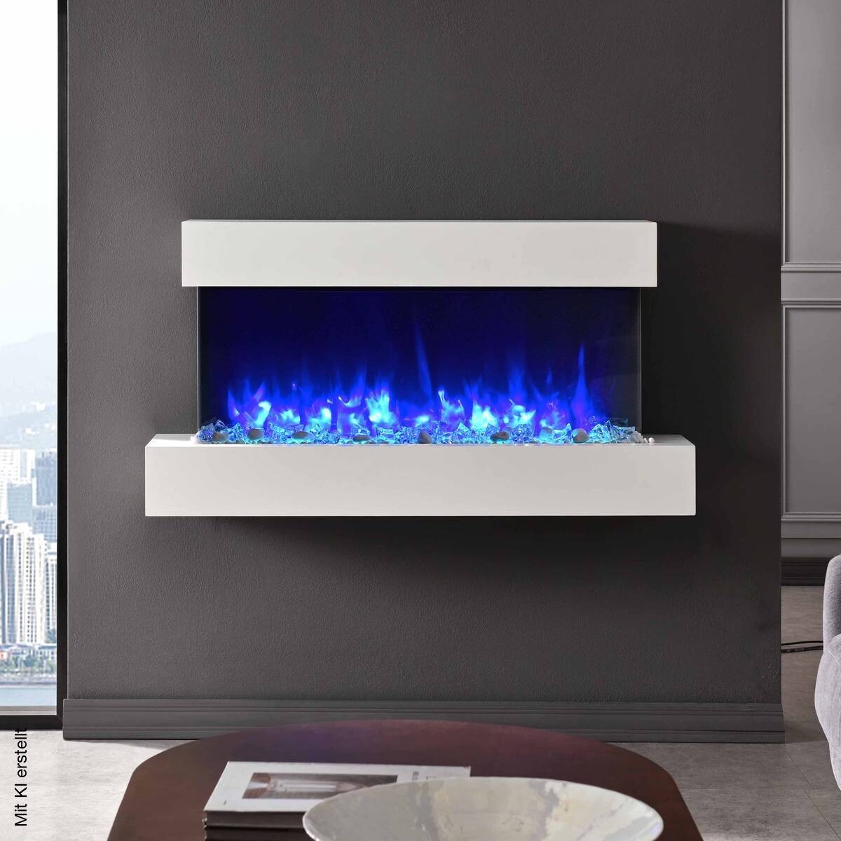 Balderia Wandkamin Ignis weiß MDF B/H/T: ca. 110x57,3x25 cm ca. 2000 W