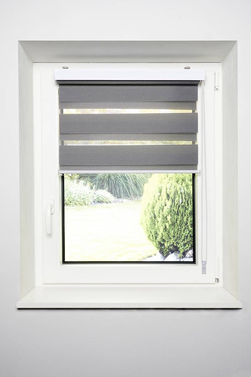 Doppelrollo mit Blende grau B/L: ca. 140x160 cm