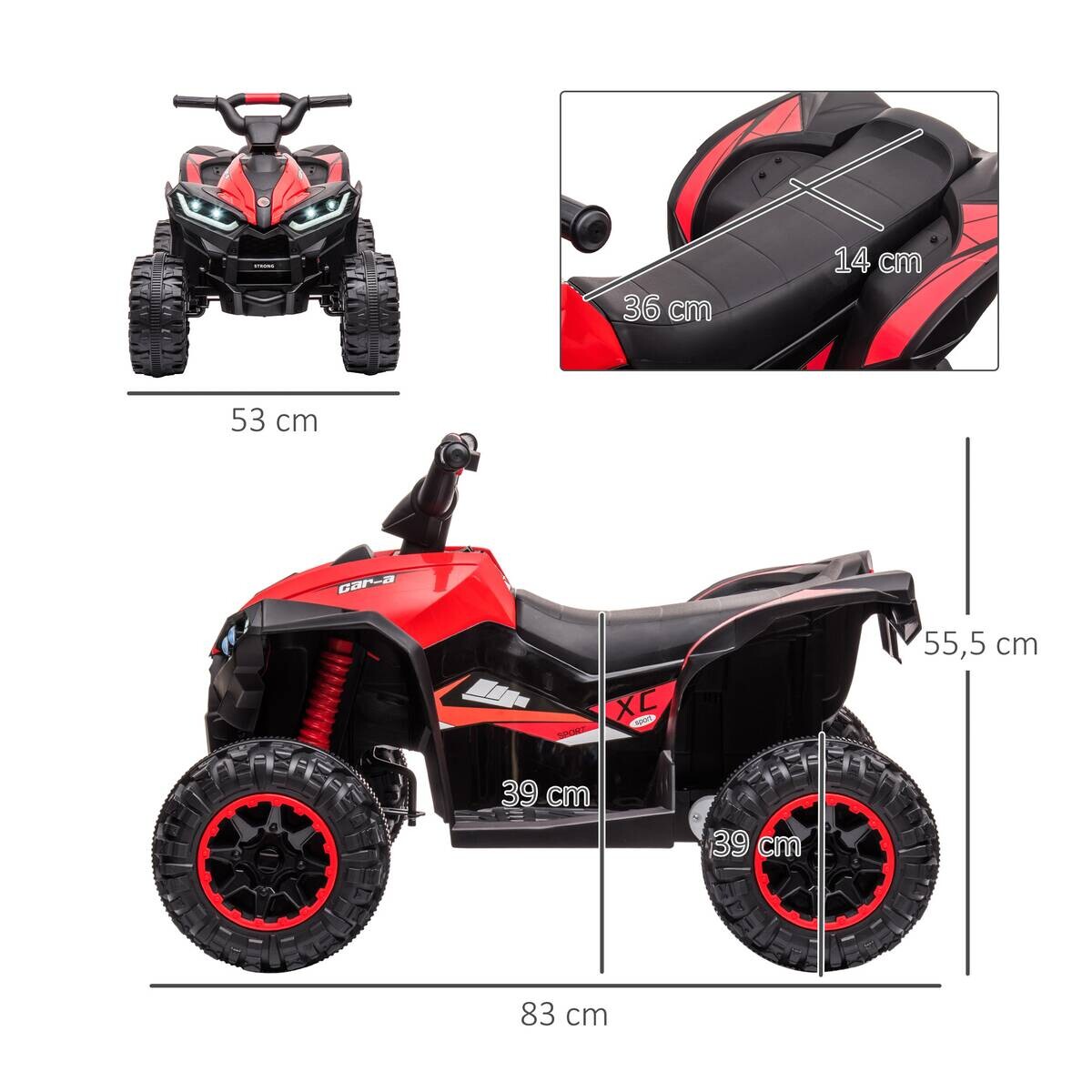 HOMCOM Elektro-Quad rot B/H/L: ca. 53x55,5x83 cm