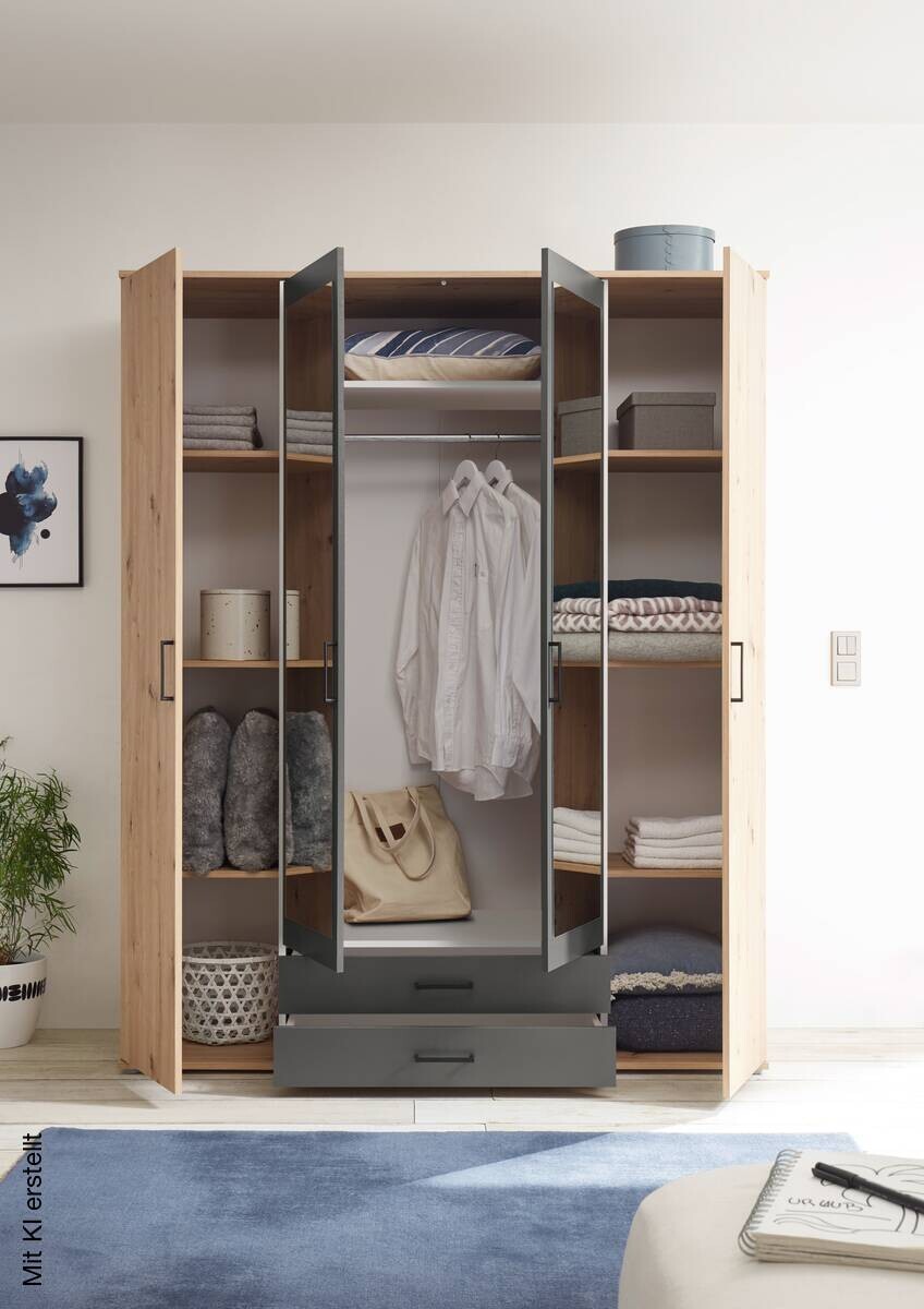 Kleiderschrank Eiche Artisan Nachbildung B/H/T: ca. 159x197x54 cm