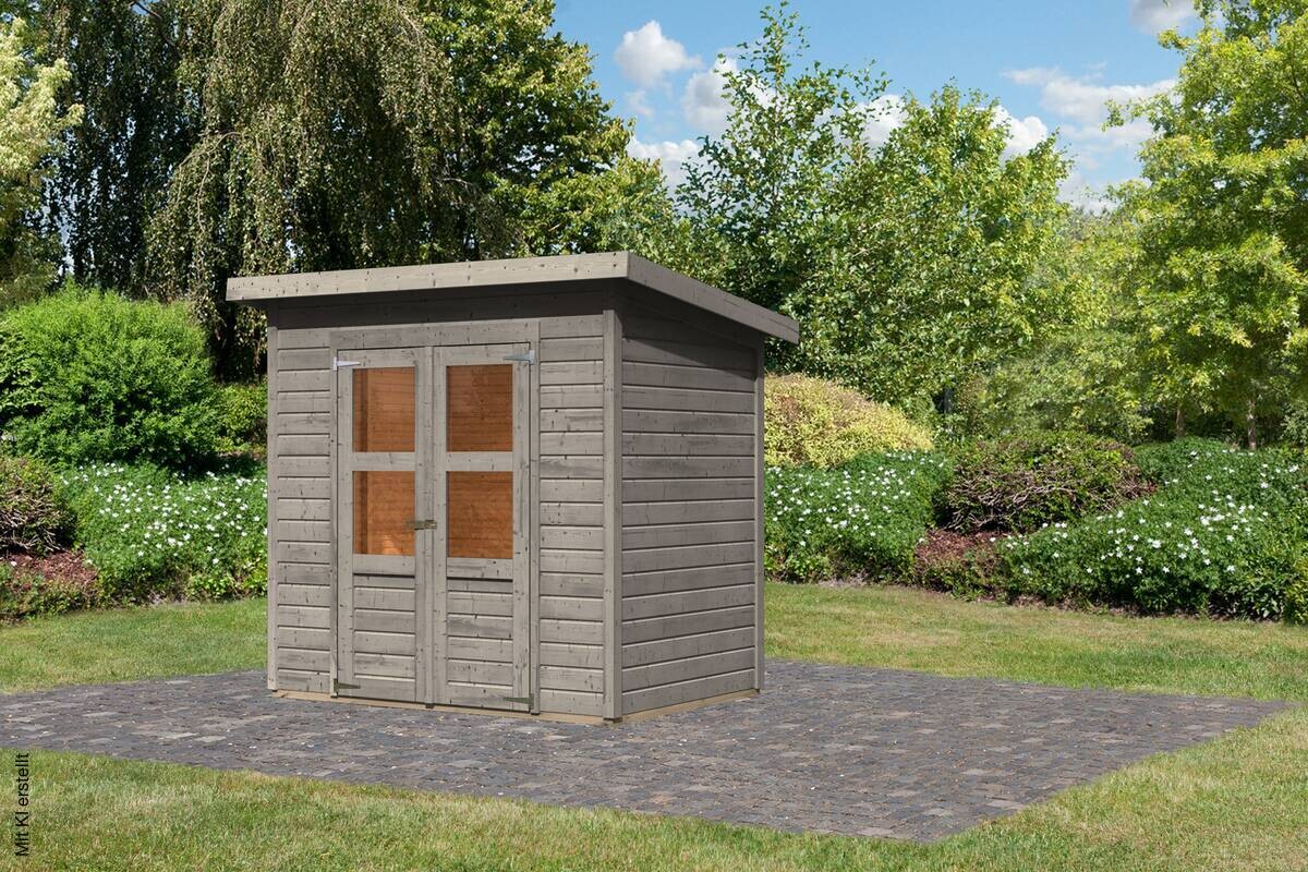 Karibu Gartenhaus Tony 0,5 grau B/H/T: ca. 212x219x154 cm