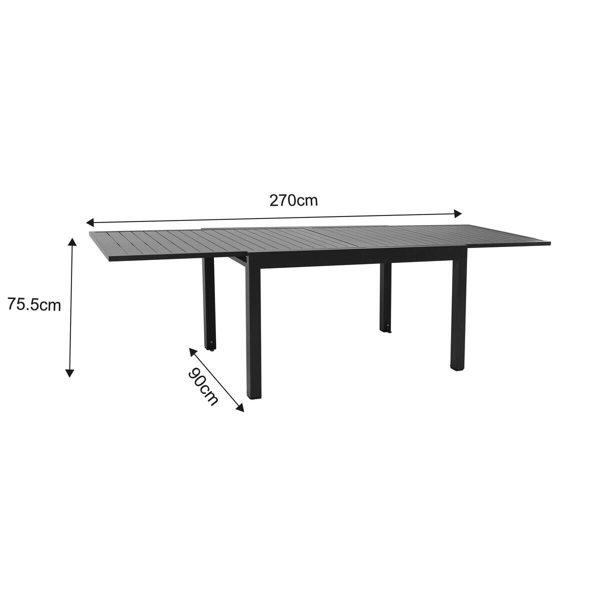 POCOline Gartentisch dunkelgrau Aluminium B/H/L: ca. 90x75x135 cm