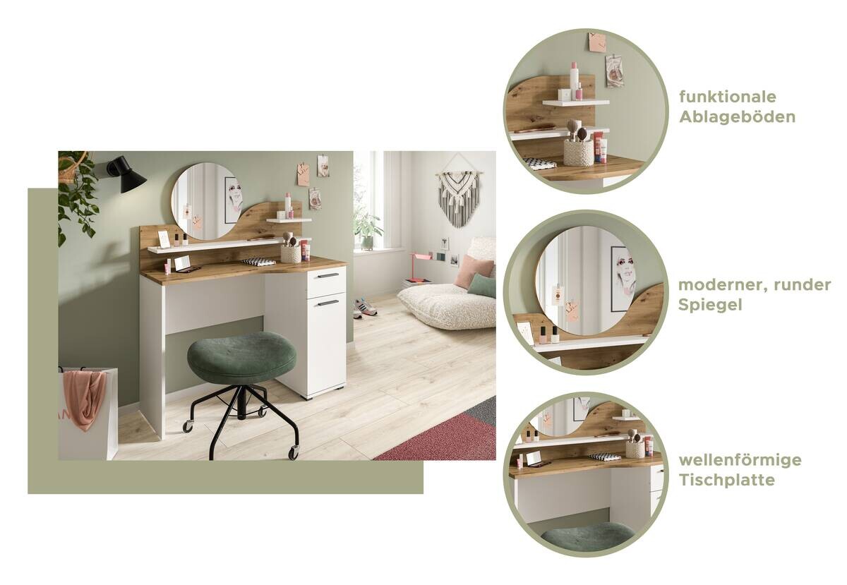 Schminktisch Vanity weiß B/H/T: ca. 110x135x46 cm