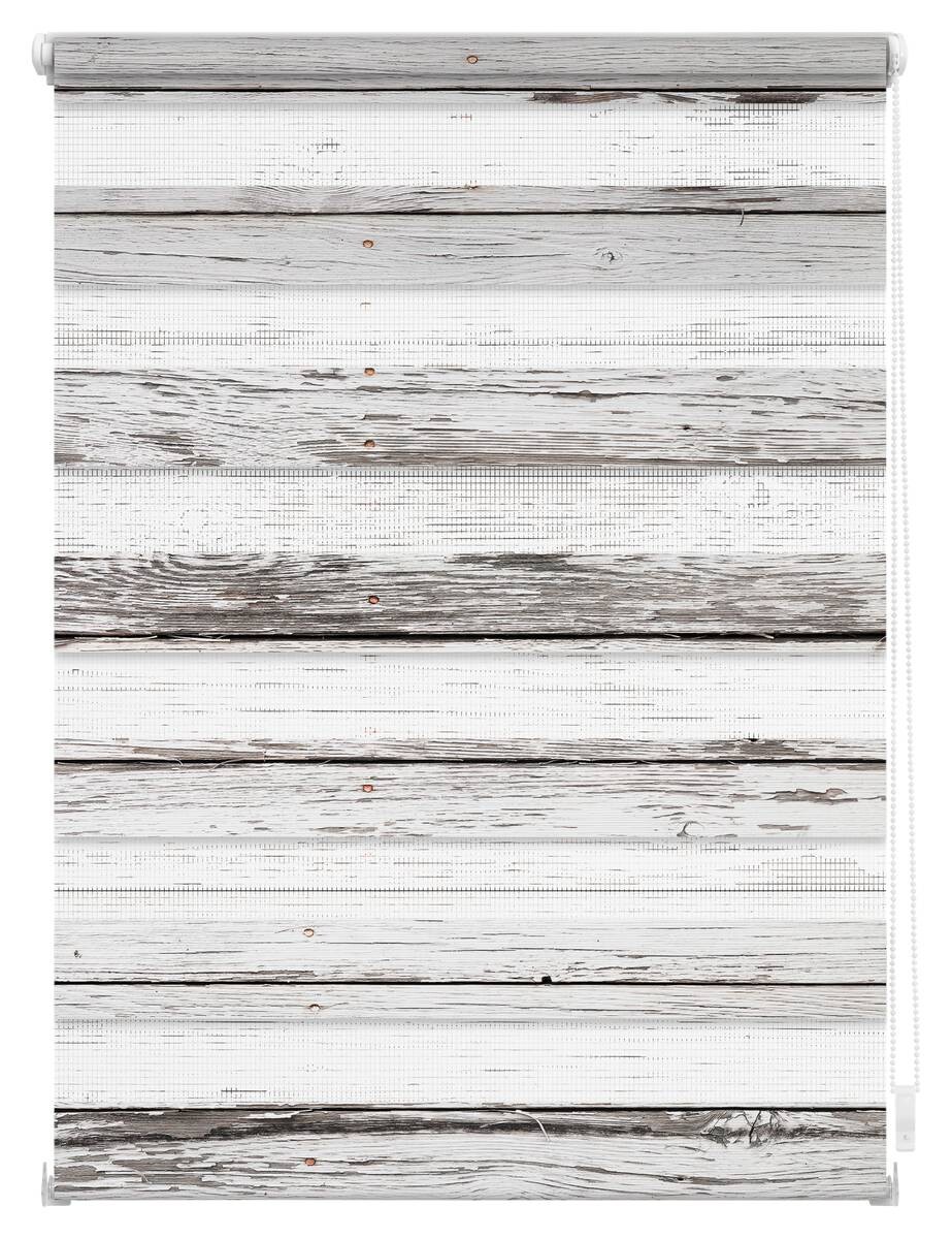 LICHTBLICK Doppelrollo Duo Bretter grau B/T: ca. 90x150 cm